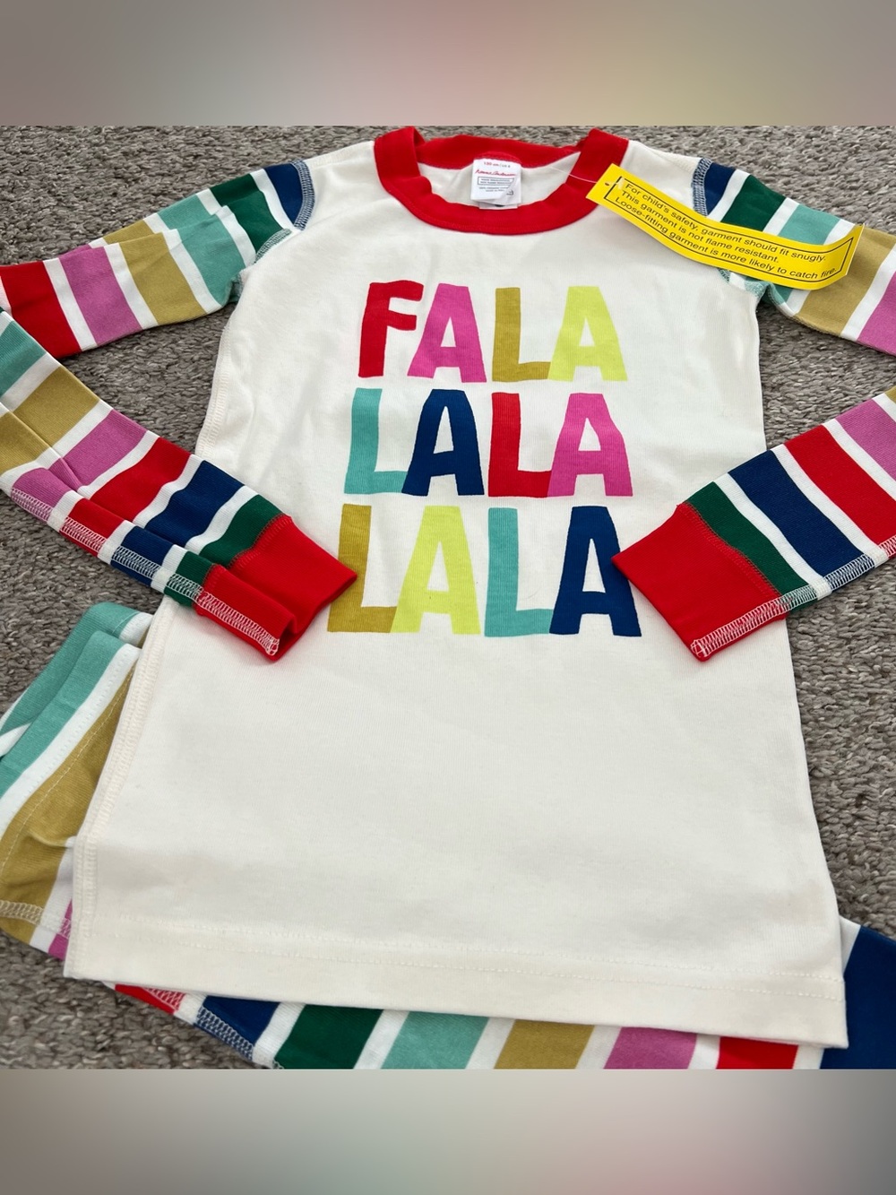 Hanna Andersson Kids' White 'FALA LALA Long Sleeve Pajama Multicolor Size 8 NWT